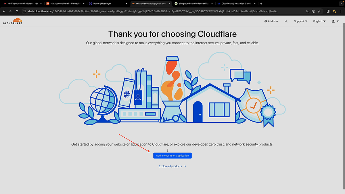 域名解析 cloudflare添加站点