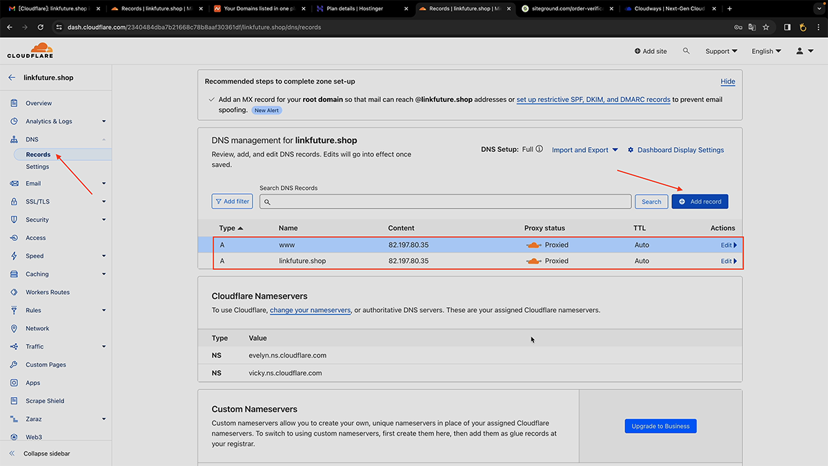 cloudflare 独立站dns设置